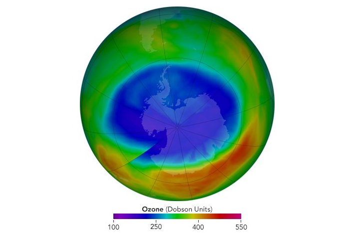 Imagen de la capa de ozono de la Tierra difundida por NASA