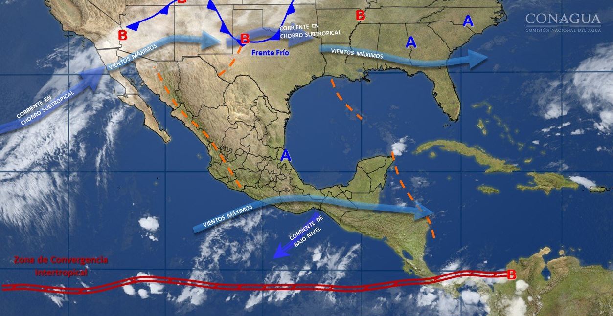 Mapa con el pronóstico del clima para este 30 de noviembre; frente frío 12 provocará bajas temperaturas y vientos fuertes en México. (SMN)