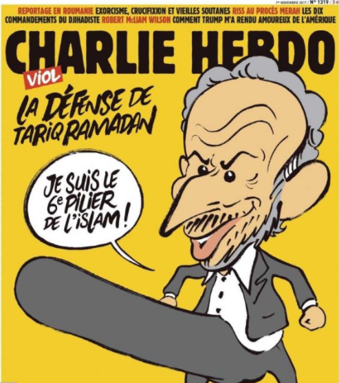Portada del Charlie Hebdo donde caricaturiza a Tariq Ramadan