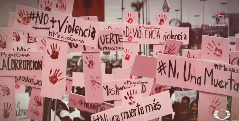 Protesta con cruces rosas por feminicidios en Edomex