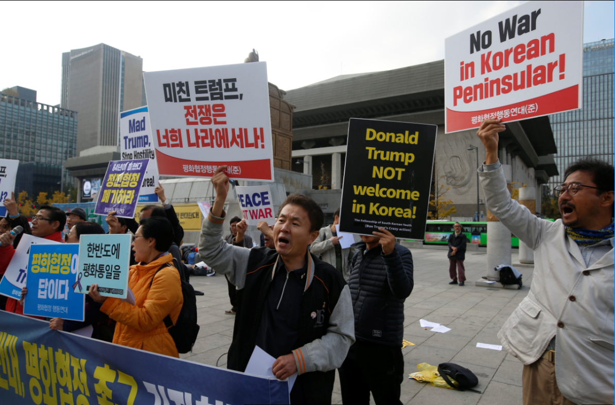Protestas en Corea del Sur en contra de Donald Trump