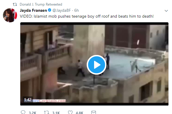 Trump comparte en Twitter videos antimusulmanes