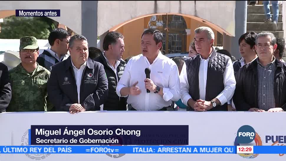 Osorio Chong encabeza simulacro de evacuación por erupción del Popocatépetl