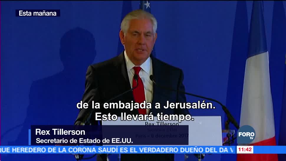 Tillerson dice que traslado de embajada a Jerusalén tardará dos años