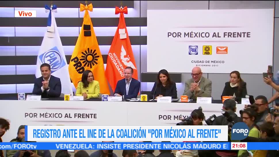 Registran ante el INE la coalición ‘Por México al Frente’