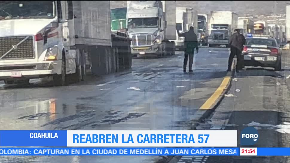 Coahuila reabre carretera 57 tras resultar afectada por intensa nevada
