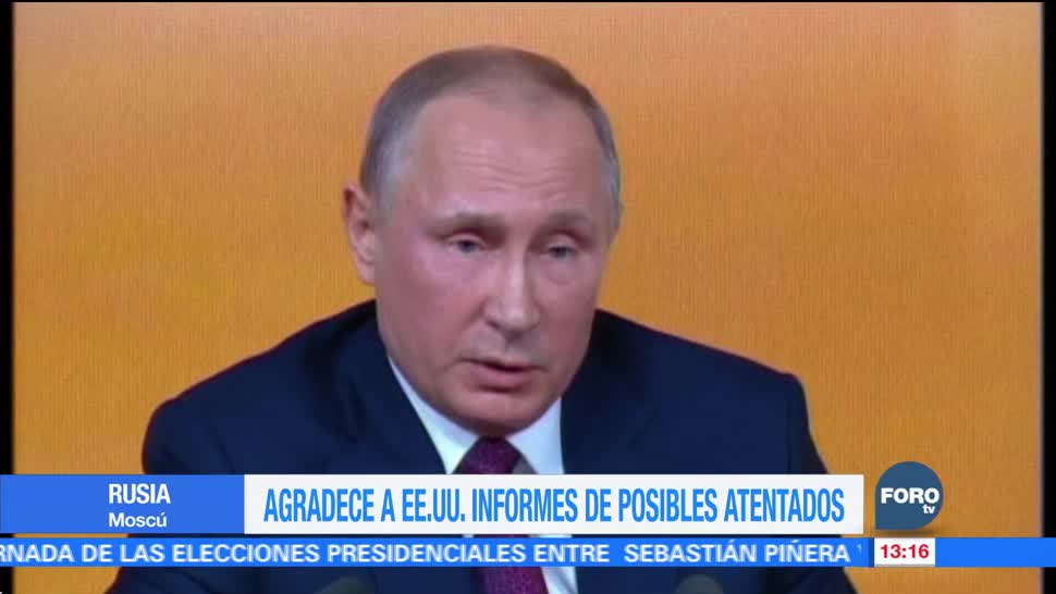Putin agradece a Trump informes que evitaron atentados