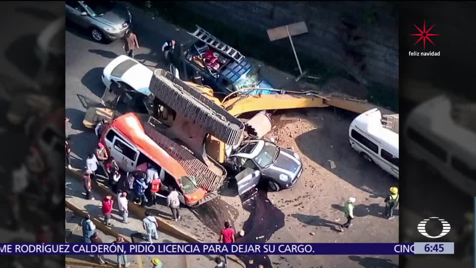 Caída de retroexcavadora deja dos muertos en Huixquilucan