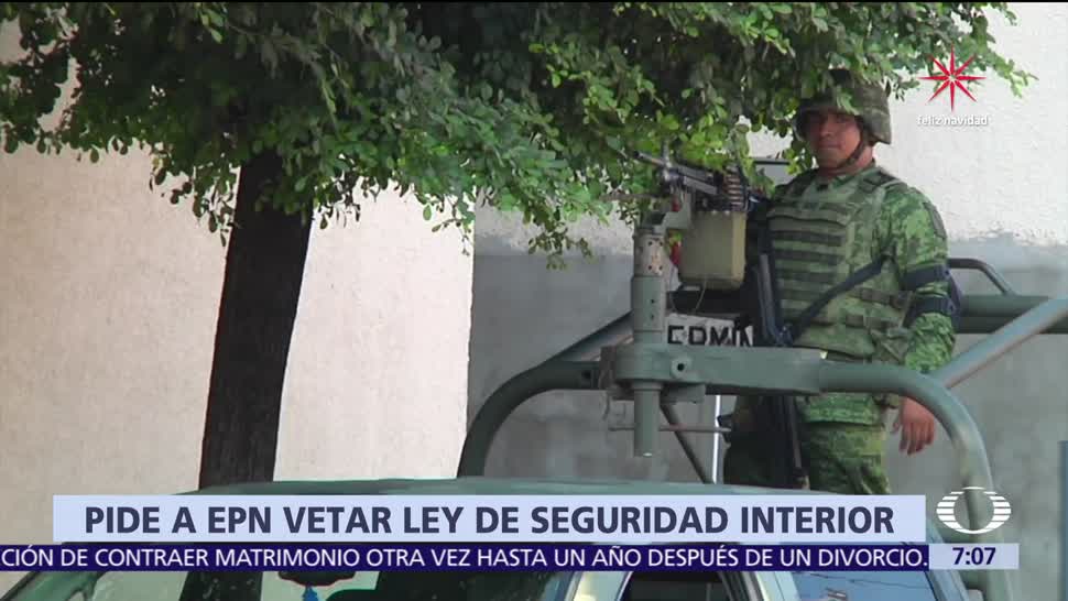 Observatorio Ciudadano pide a Peña Nieto vetar la Ley de Seguridad Interior
