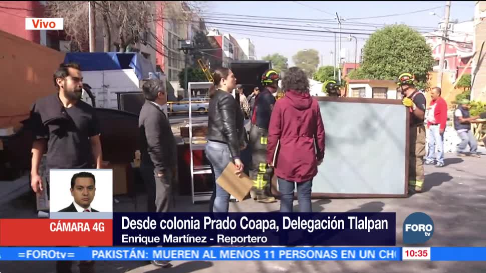 Bomberos retiran menaje de edificio dañado tras sismo 19S en Prado Coapa