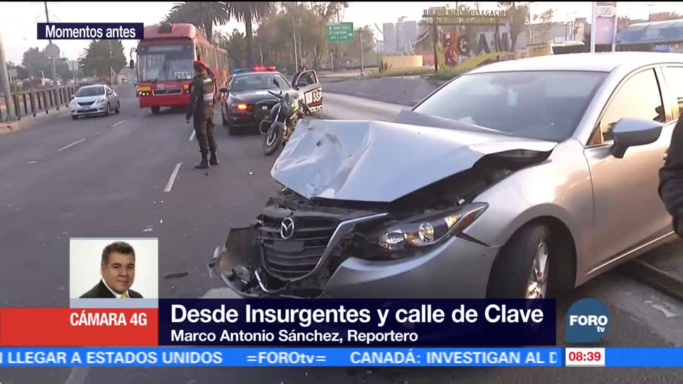Chocan dos vehículos en Insurgentes Norte, CDMX