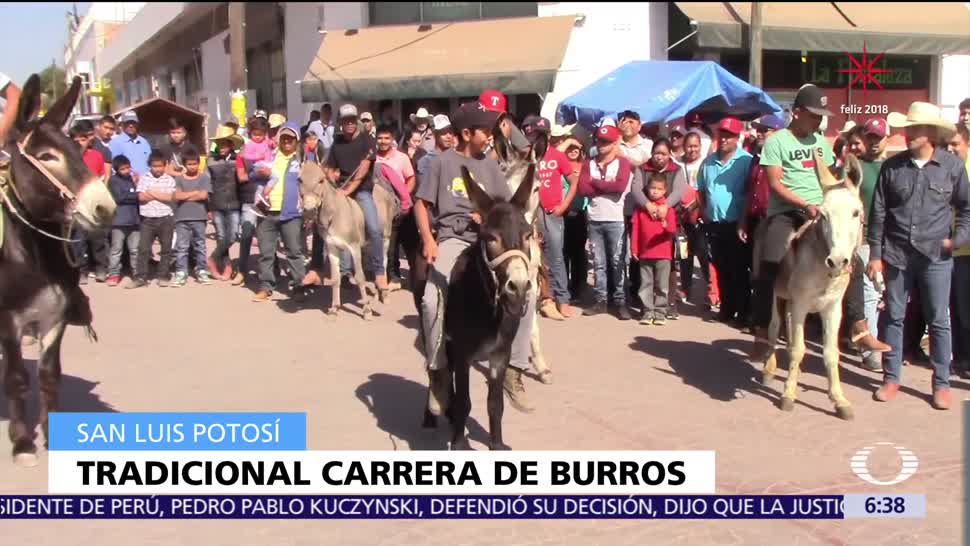 Realizan tradicional carrera de burros en San Luis Potosí