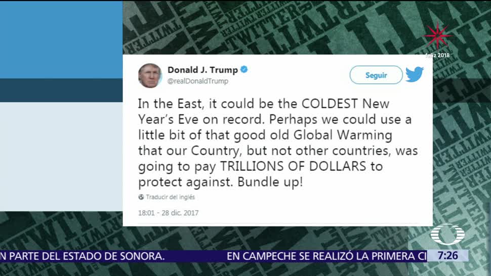 Trump: A Estados Unidos le vendría bien un poco de calentamiento global
