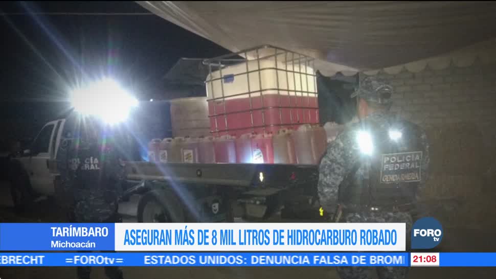 Aseguran más de 8 mil litros de hidrocarburo robado Michoacán