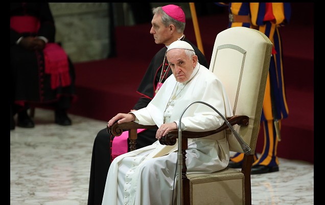 El papa Francisco en el aula Pablo VI del Vaticano
