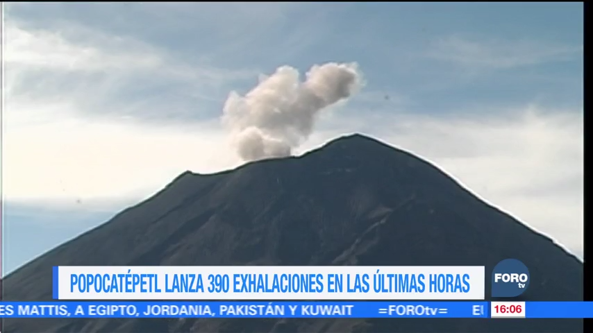 El Popocatépetl registra 390 exhalaciones de baja intensidad en las últimas horas