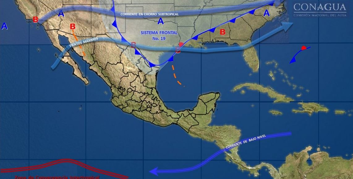 Frente frío 19 provocará lluvias y viento en el noreste y norte de México