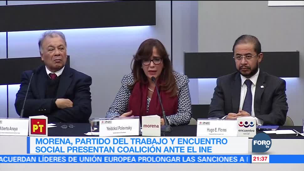 Morena PT y Encuentro Social presentan coalición ante el INE