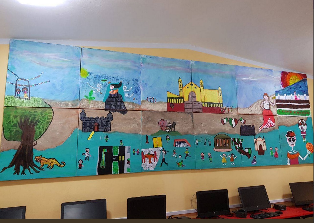 Alumnos de primaria de Campeche realizan mural para la UNESCO
