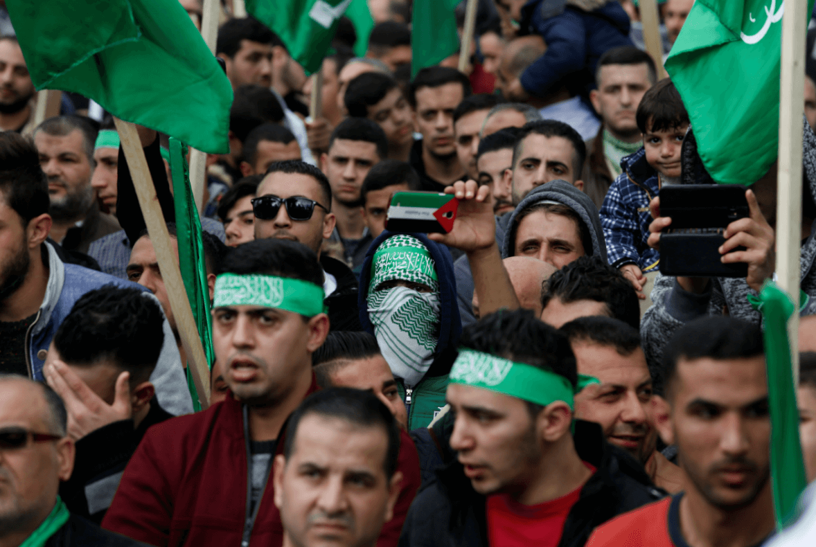 Partidarios de Hamas duratne el 30 aniversario del movimiento islamista