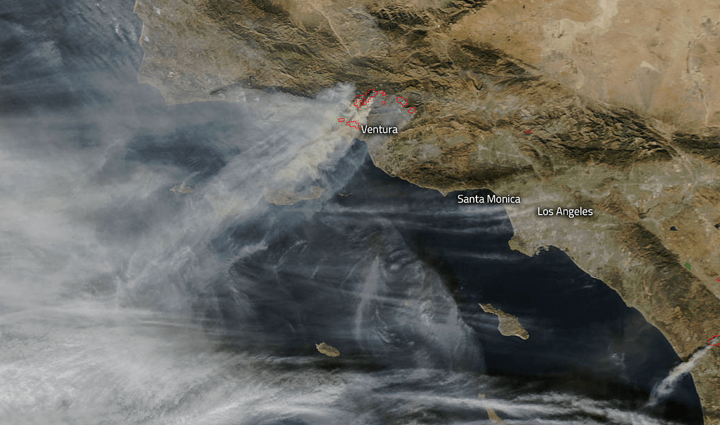 Satélite de la NASA capta imágenes de los incendios en California