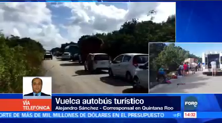 Vuelca Autobús Turístico Quintana Roo