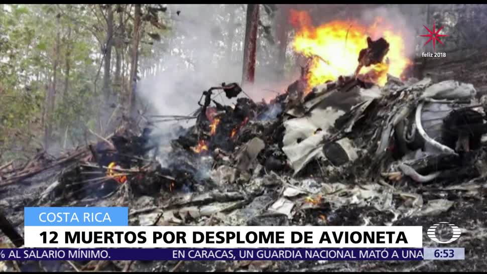 Se desploma avioneta en Costa Rica; hay 12 muertos