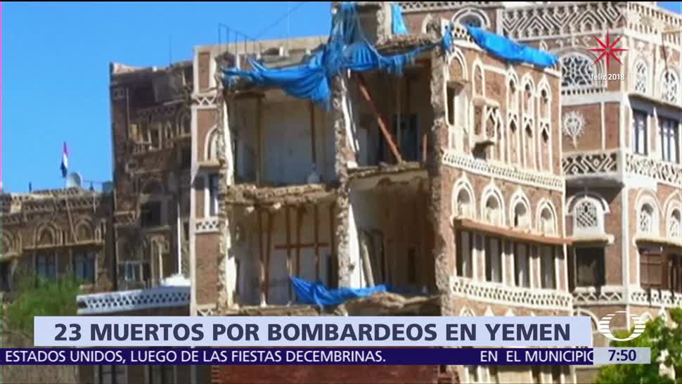 Mueren 23 personas por bombardeos en Yemen