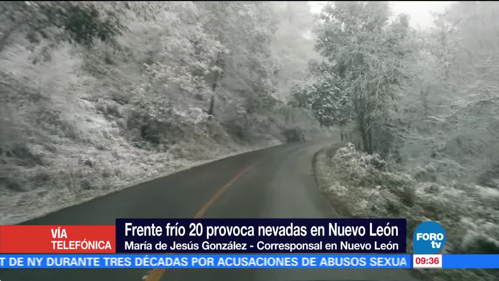Frente frío 20 provoca caída de nieve en Nuevo León