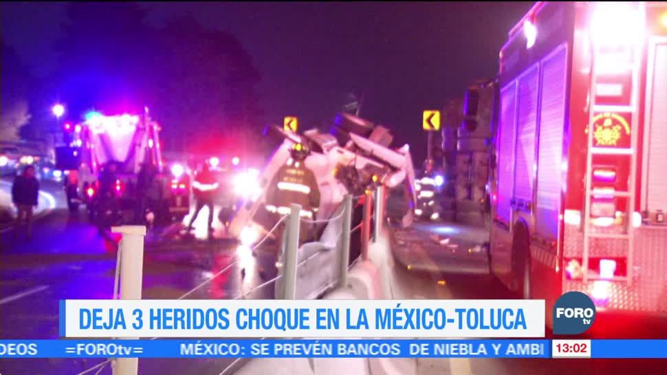 Volcadura de tráiler en la carretera México Toluca deja 3 heridos
