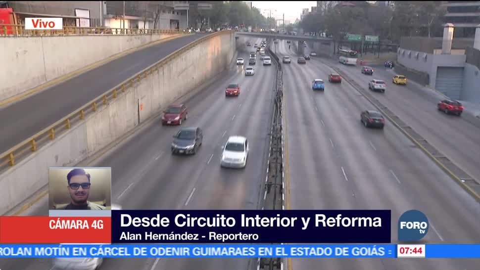 Reportan tránsito fluido en Circuito Interior y Paseo de la Reforma