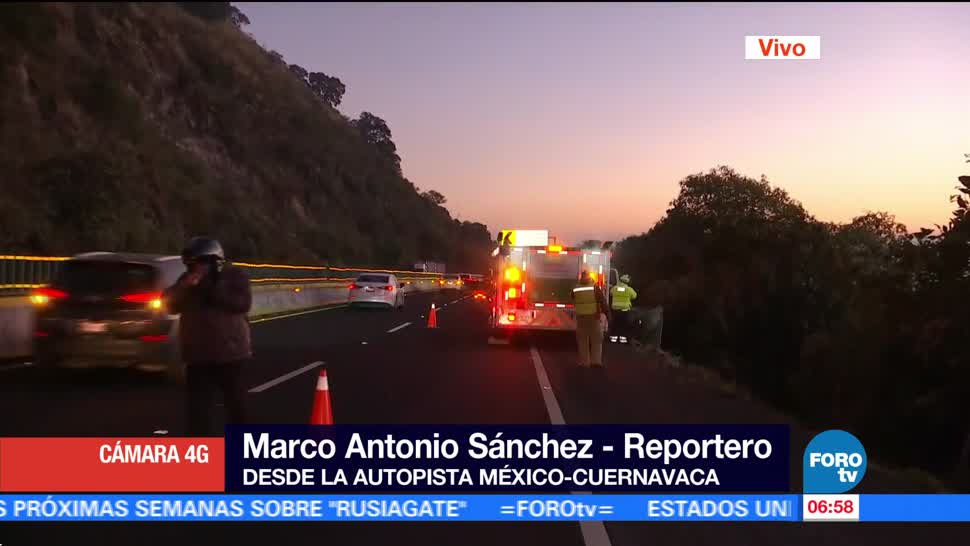 Accidente en la autopista México-Cuernavaca ocasiona reducción de carriles