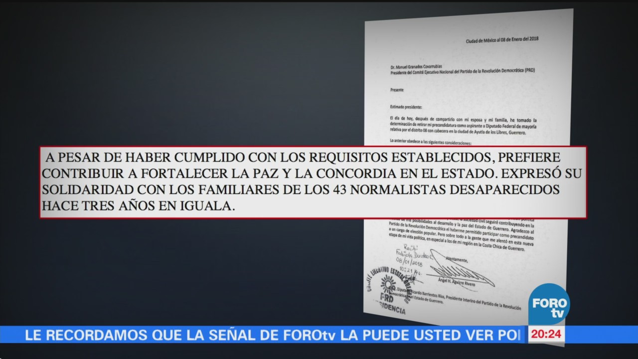 Ángel Aguirre retira solicitud como precandidato a diputado federal