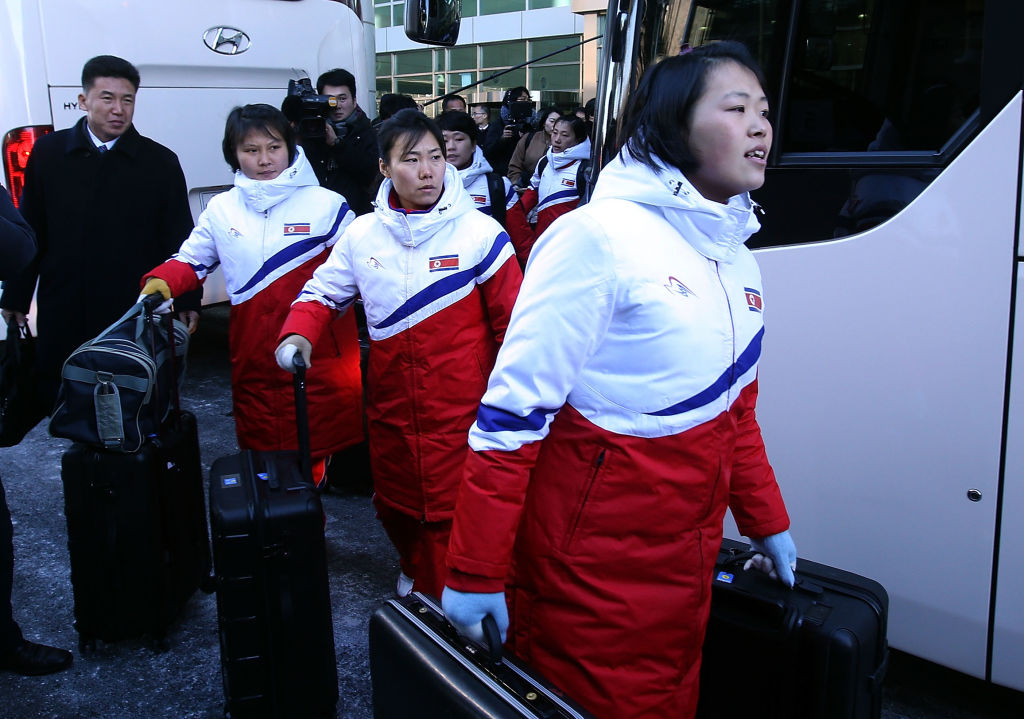 Jugadoras norcoreanas hockey llegan Surcorea juegos invierno