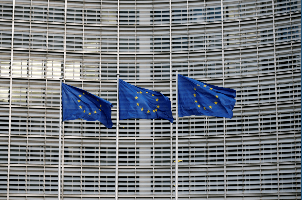 Banderas de la Unión Europea en Bruselas, Bélgica