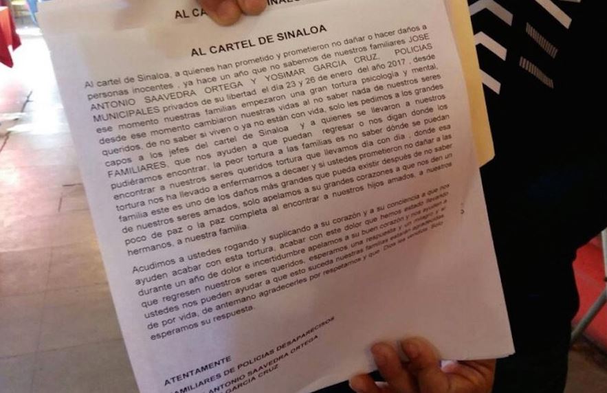 familiares de policias desaparecidos de culiacan piden ayuda al cartel de sinaloa