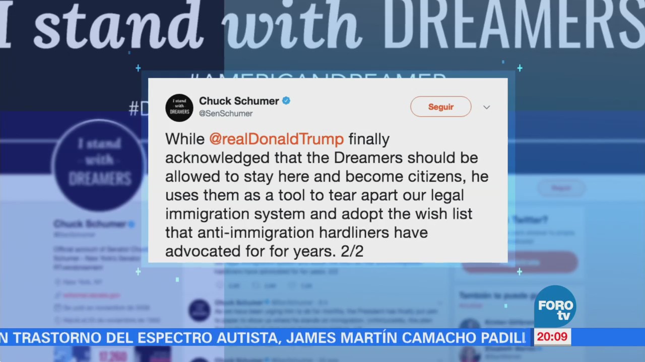 Chuck Schumer critica propuesta migratoria de Trump