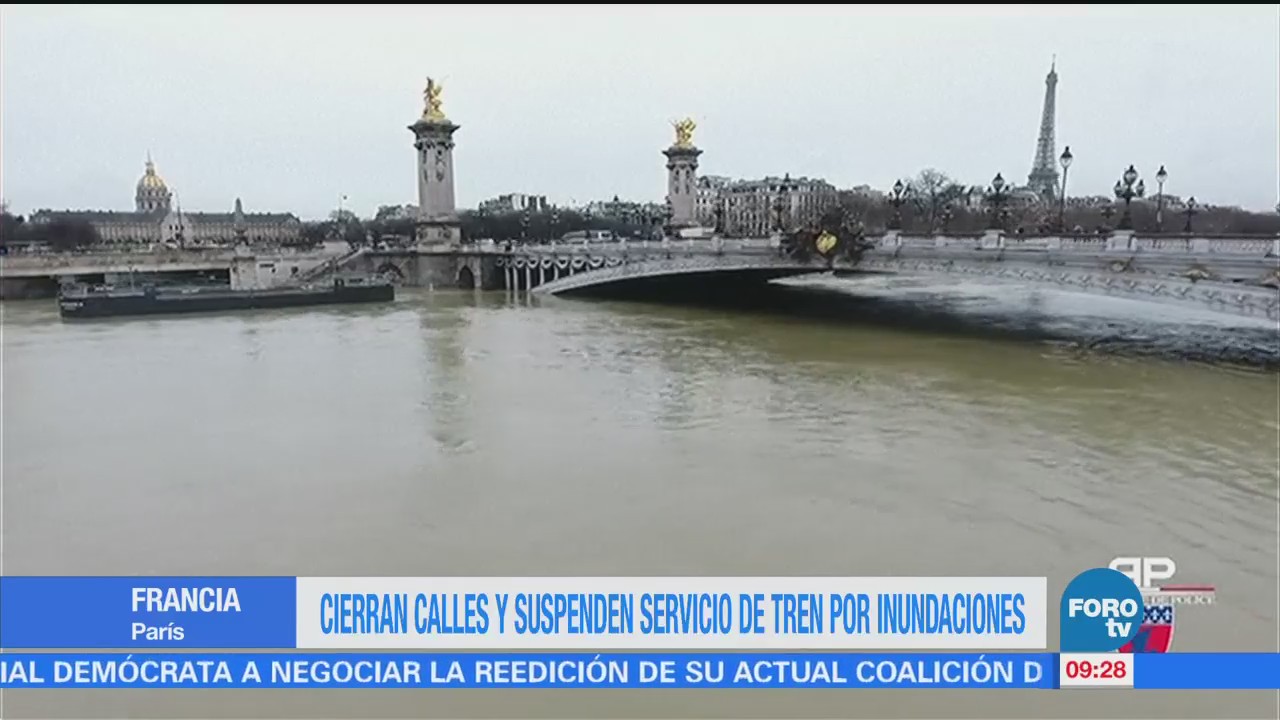Cierran calles y suspenden servicio de tren por inundaciones en París