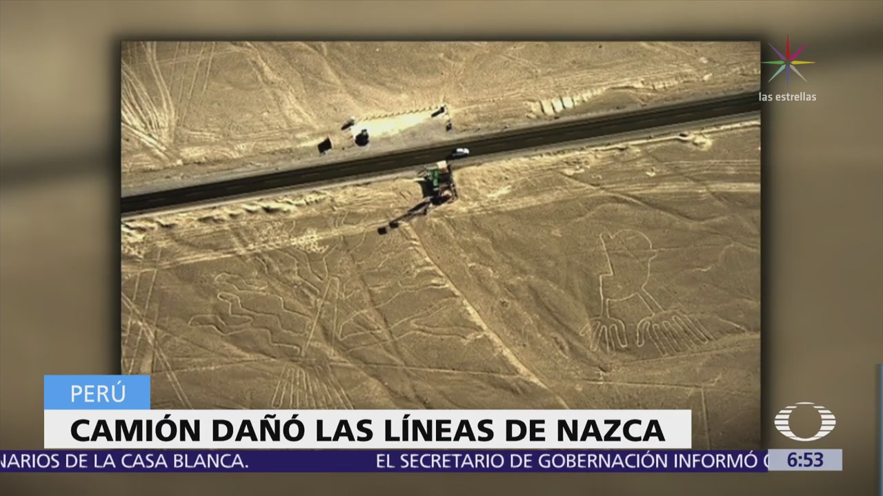 Conductor de camión daña las líneas de Nazca, en Perú