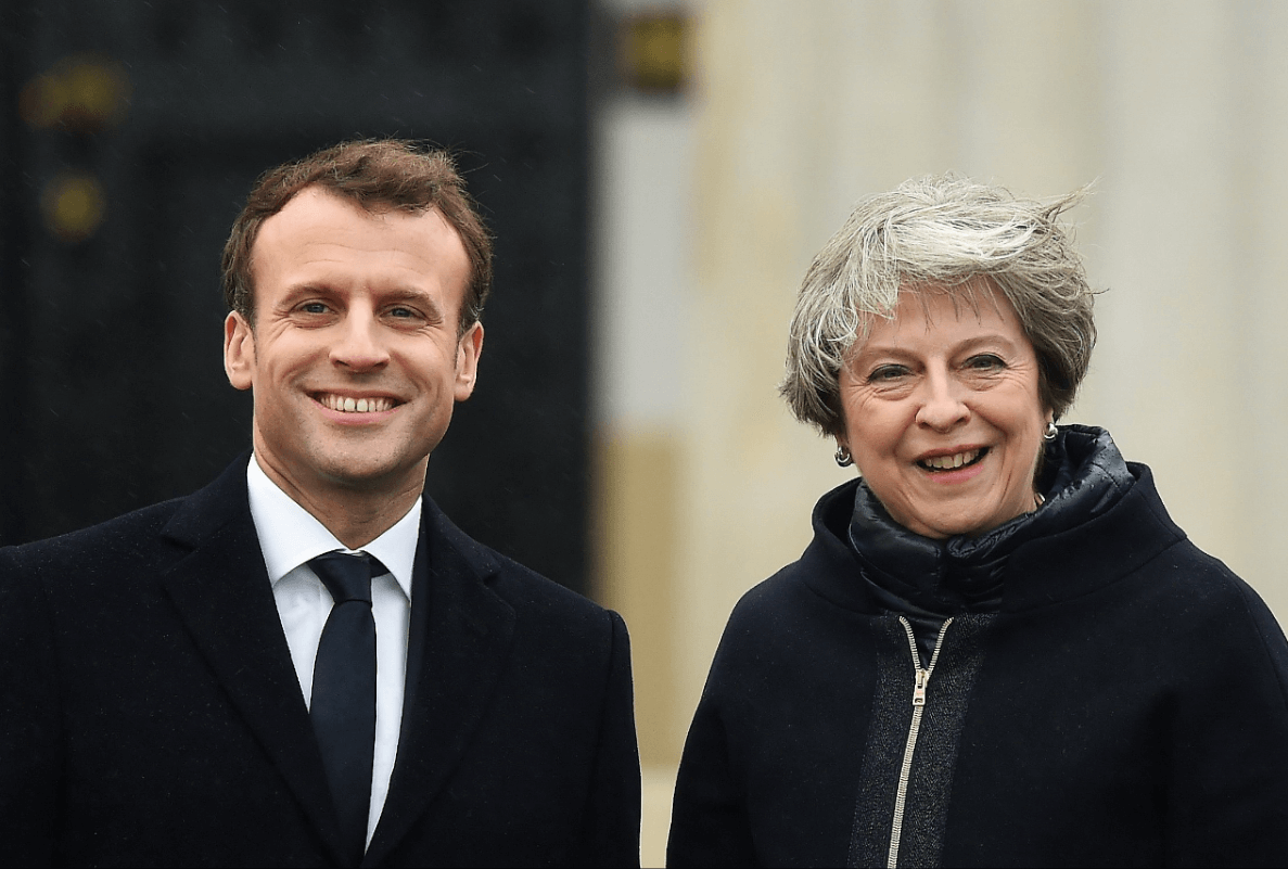 Emmanuel Macron y Theresa May en Sandhurst, en Inglaterra