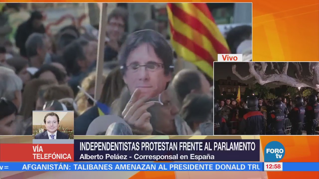 Independentistas protestas frente al Parlamento de Cataluña