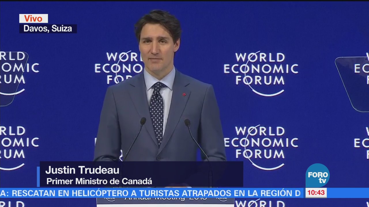Justin Trudeau habla en el Foro Económico Mundial