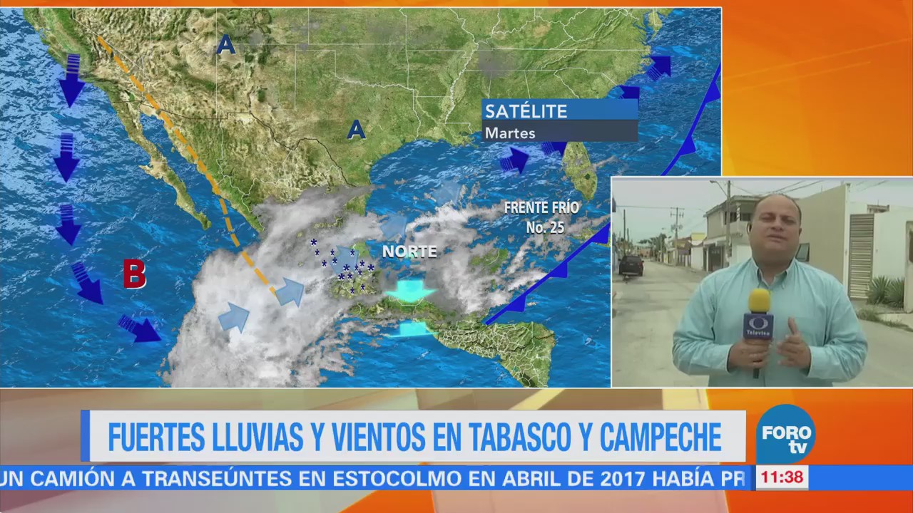 Lluvia y viento afectan a Tabasco y Campeche