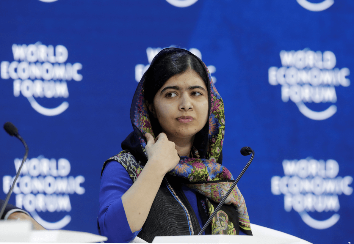 Malala Yousafzai en el Foro de Davos, Suiza. (AP)
