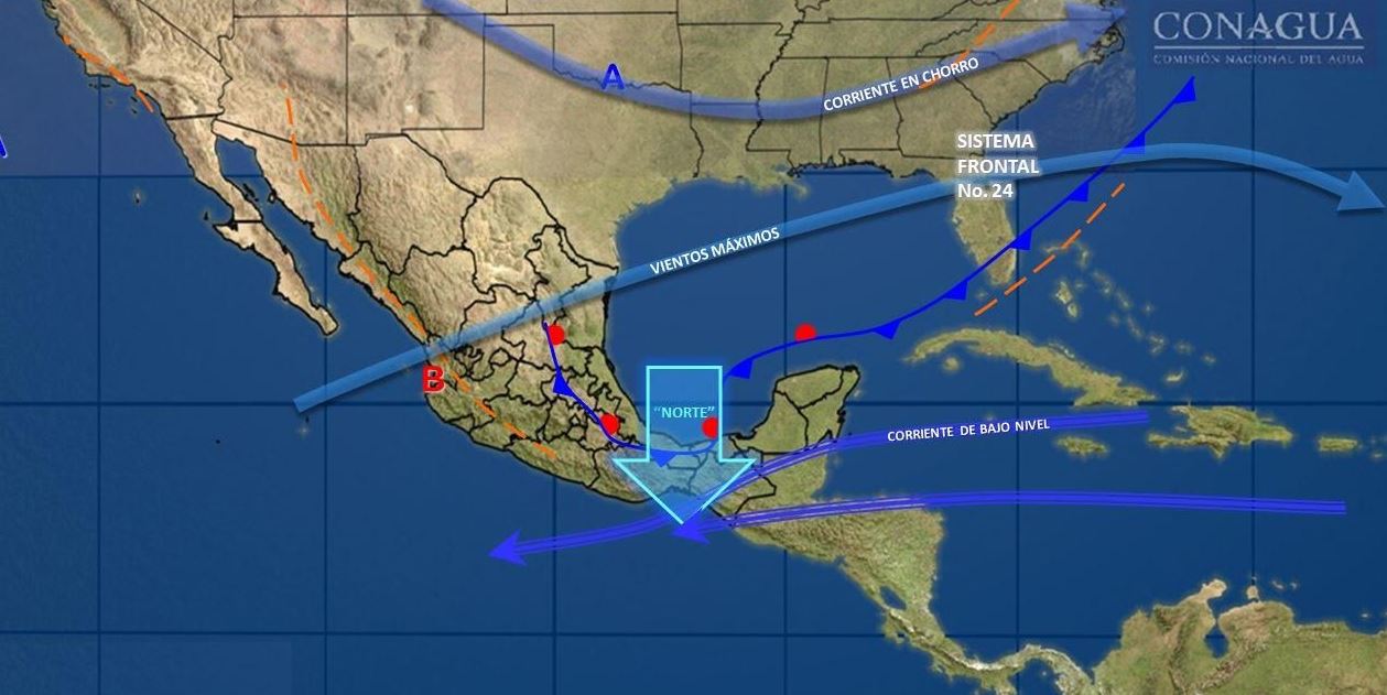 Frente frío 24 provocará temporal de lluvias en gran parte de México