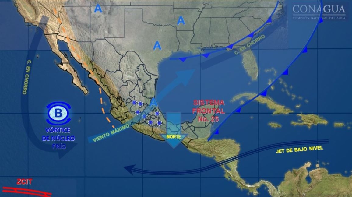 Mapa con el pronóstico del clima para este 30 de enero; prevén caída de nieve en zonas montañosas en México