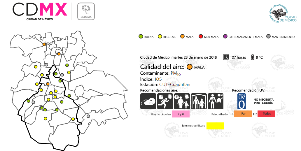 Azcapotzalco, Coacalco y Tepotzotlán amanecen con mala calidad del aire