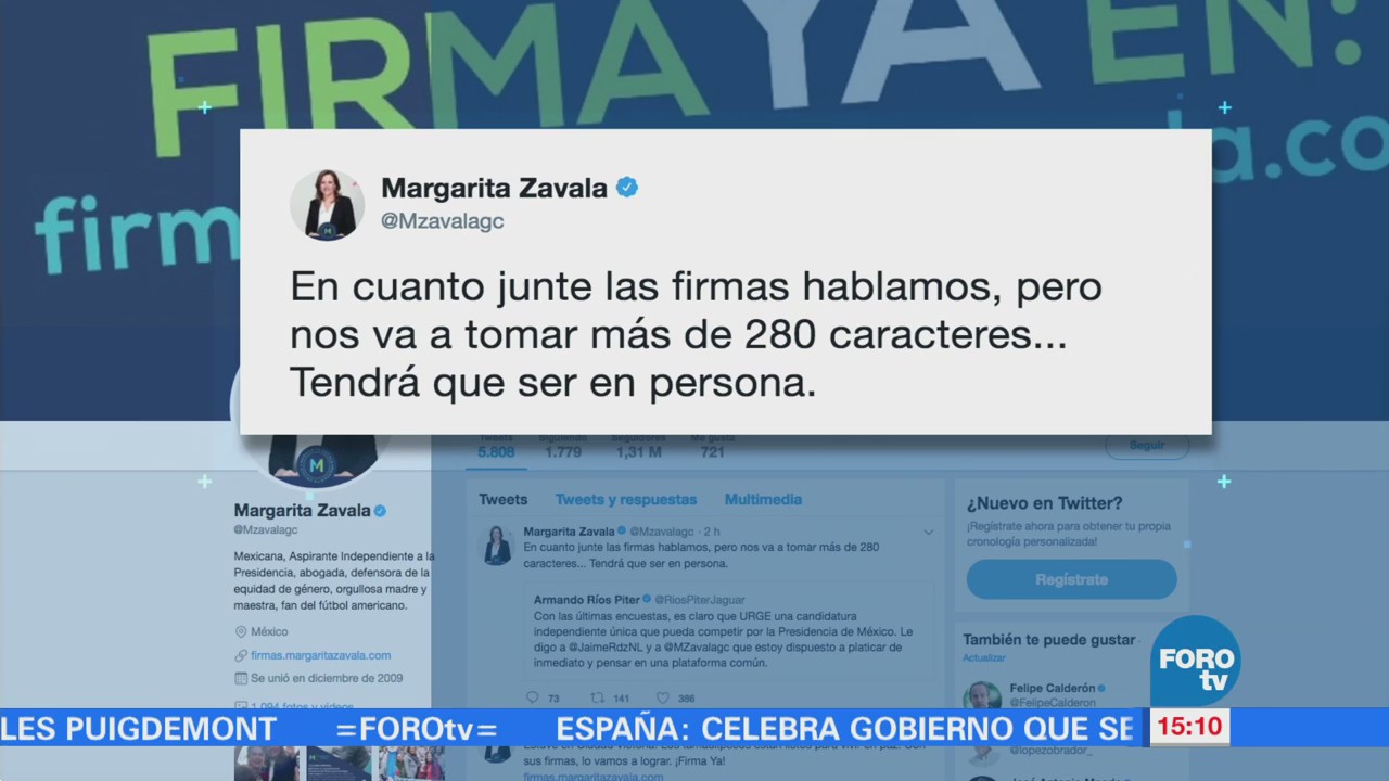Margarita Zavala responde a Ríos Piter