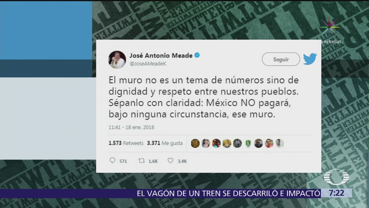 México no pagará bajo ninguna circunstancia por un muro, dice Meade