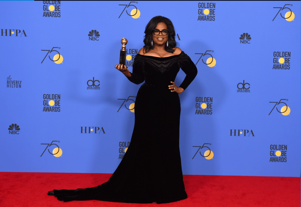 Oprah Winfrey durante la gala de los Globos de Oro. (AP)